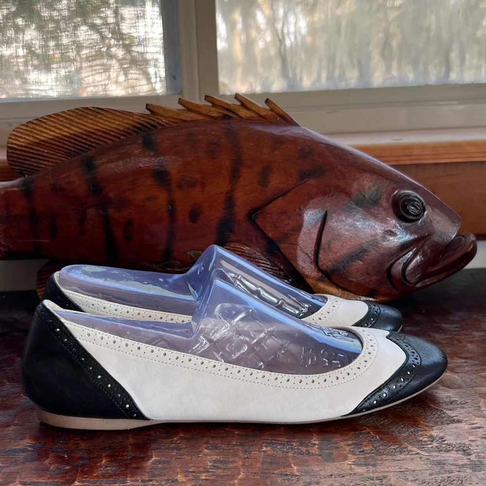 Retro Vintage J.Crew Spectator Oxford Ballet Flats Made in Italy Preppy Hipster - Picture 3 of 9